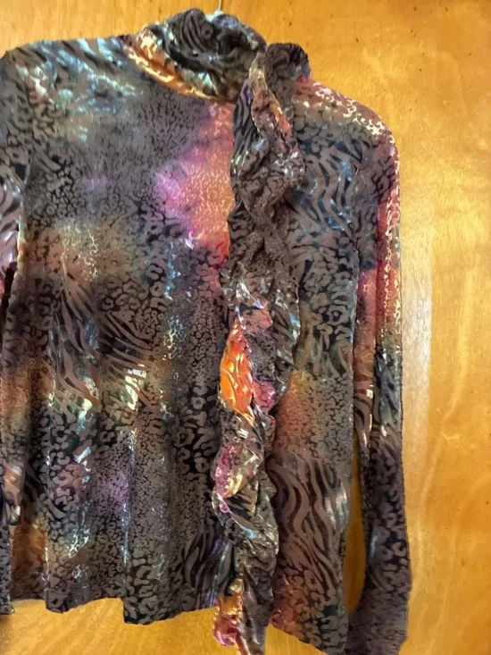 Sno Skins Sheer Turtleneck Top And Scarf NWOT Multi Color - Picture 3 of 4